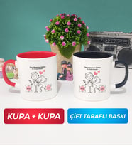 İkili Sen Başıma Gelen En Güzel Şeysin Sevgililer Günü Hediyesi Kupa Bardak Kırmızı Siyah