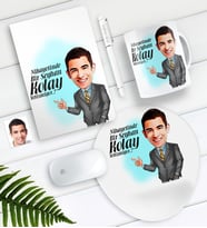 BK Gift Kişiye Özel Bay Kolay Yetişmiyor Karikatürlü Defter Kalem Kupa Mouse Pad Seti-2 (Model 1)