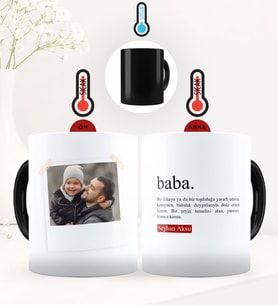 BK Gift Kişiye Özel Fotoğraflı Baba Anlamı Sihirli Kupa Bardak - 2 (Siyah)