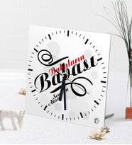 BK Gift Kişiye Özel Babaların Babası Masaüstü Kare Cam Saat-1 (Beyaz)