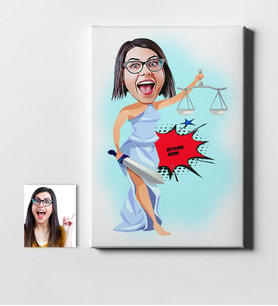BK Gift Kişiye Özel Bayan Avukat Karikatür Kanvas Tablo 50x70cm 1