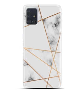 Kılıfland Samsung Galaxy A31 Kılıf Silikon Resimli Kapak White Marble Mermers With Triangle Stok 1195