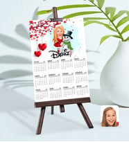 BK Gift Kişiye Özel 15x21 cm Fotoğraf Kartlı Kadın Yeni Yıl Karikatürlü Şövaleli 2024 Takvim -2 (Beyaz)