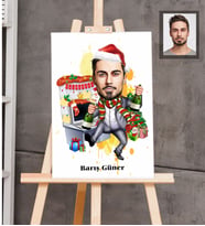 Kişiye Özel Yılbaşı Erkek Karikatürlü Ahşap Tablo 30x47 Model-4
