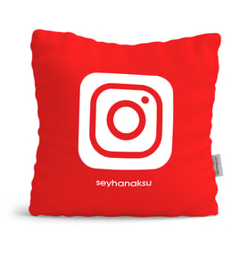 BK Gift Kişiye Özel Instagram Kırmızı Yastık