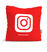 BK Gift Kişiye Özel Instagram Kırmızı Yastık