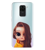 Kahve Saçlı Kız Tasarımlı Süper Şeffaf Silikon Telefon Kılıfı Xiomai Redmi Note 