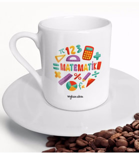 BK Gift Kişiye Özel Matematik Öğretmeni Türk Kahvesi Fincanı-13 (Beyaz)