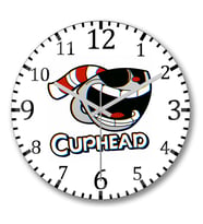 Cuphead Duvar Saati Bombeli Gercek Cam