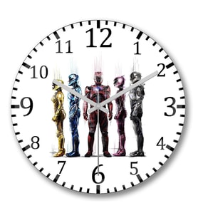 Power Rangers Duvar Saati Bombeli Gercek Cam