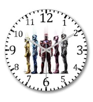 Power Rangers Duvar Saati Bombeli Gercek Cam