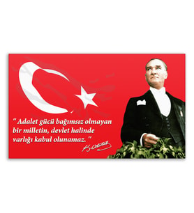 ''Güner Ofis'' Atatürk Tablosu Deri Üzerine Kanvas Tablo 80x130