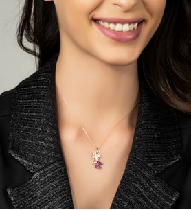 Gümüş Zirkon Taşlı Aşk Çiçekleri Tasarım Kolye (Rose)