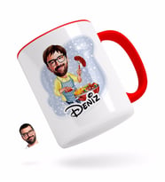 BK Gift Kişiye Özel Erkek Mangalcı Karikatürlü Kırmızı Kupa Bardak-1