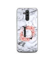 Mermer Çiçekli Harf Tasarım Süper Şeffaf Silikon Telefon Kılıfı Huawei Mate 20 L