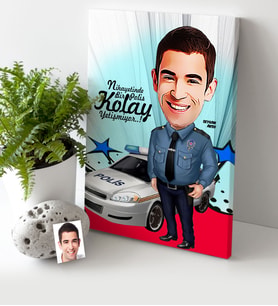 BK Gift Kişiye Özel Bay Polis Karikatür Kanvas Tablo 30x50cm 6