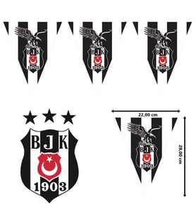 Beşiktaş Üçgen Bayrak Flama - 3,60 mt (STD)