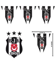 Beşiktaş Üçgen Bayrak Flama - 3,60 mt (STD)