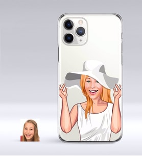 BK Gift Kişiye Özel Bayan Karikatürlü iPhone 11 Pro İnce Şeffaf Silikon Telefon Kapağı-20 (Beyaz)
