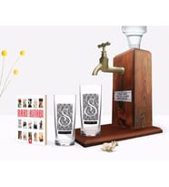 BK Gift Kişiye Özel Renkli Baskılı İsimli İkili Rakı Bardağı Ahşap Rakı Standı ve Cep Kitabı Hediye Seti-20 (Model 1)