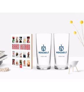 BK Gift Kişiye Özel Renkli Baskılı Kocaeli Tasarımlı Turistik İkili Rakı Bardağı ve Rakı Cep Kitabı Hediye Seti-1 (Model 1)