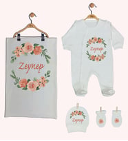 Pia Baby Gl 1946-03 İsme Özel Battaniyeli Tulum Set
