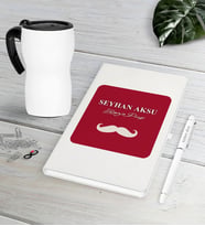 BK Gift Kişiye Özel Evimizin Direği Beyaz Defter Kalem Termos Mug Seti (Model 1)