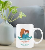 Anneler Günü Kişiye Özel Kupa Bardak - Annelerin En Güzeli Kupa Tasarımı (Beyaz)