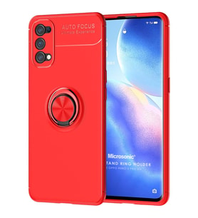 Microsonic Oppo Reno 5 Pro 5G Kılıf Kickstand Ring Holder Kırmızı