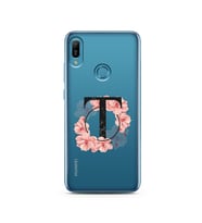Pembe Çiçekli Harf Tasarım Süper Şeffaf Silikon Telefon Kılıfı Huawei Mate 20 Pr