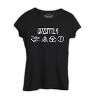 Led Zeppelin Logo Siyah Kadın Tshirt