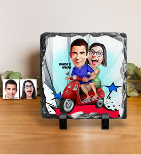 BK Gift Kişiye Özel Sevgililer Karikatürlü Dekoratif Doğal Taş  10
