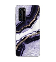 Mor Kumsal Tasarımlı Süper Şeffaf Silikon Telefon Kılıfı Huawei P40