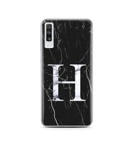 Samsung A7 (2016) Siyah Mermer Harf Tasarımlı Telefon Kılıfı H-Harfi 