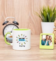 Çocuk Gelişimi Öğretmeni Yeşil Kupa Bardak ve Yeşil Mini Fotoğraf Çerçevesi