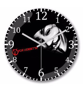 V For Vendetta V Duvar Saati Bombeli Gercek Cam