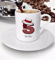 BK Gift Kişiye Özel Harf Tasarımlı Türk Kahvesi Fincanı - 17 (Beyaz)