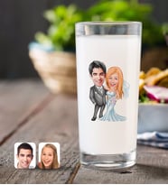 BK Gift Kişiye Özel Evleniyoruz Karikatürlü Rakı Bardağı-5 (Beyaz)