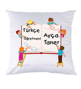 Biresimden Türkçe Öğretmenine Öğretmenler Günü Hediyesi Kişiye Özel İsimli Yastık
