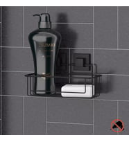 TEKNOTEL DELME VİDA MATKAP YOK! easyFIX YAPIŞKANLI TEK KATLI BANYO RAFI MAT SİYAH EF254