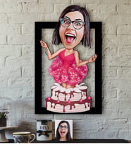 BK Gift Kişiye Özel Bayan Doğum Günü Karikatürlü 3D Ahşap Tablo-1
