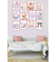 Scandinavian Animals 12 Parça Kız Çocuk Odası Mdf Tablo Seti Iskandinav Animal TB-009