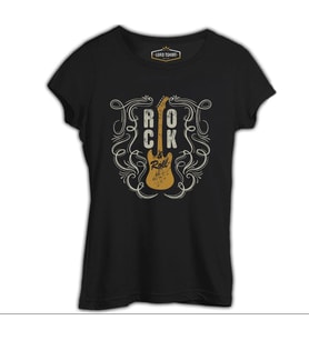 Rock 'n Roll Guitar Siyah Kadın Tshirt