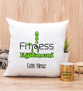 Fitness Eğitmeni Yastık ve Gold Kupa Bardak
