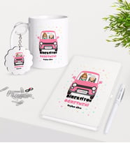 BK Gift Kişiye Özel Direksiyon Öğretmeni Kupa Anahtarlık Beyaz Defter Kalem Hediye Seti (Model 1)