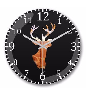 Deer Silhouette Duvar Saati Bombeli Gercek Cam