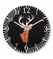 Deer Silhouette Duvar Saati Bombeli Gercek Cam