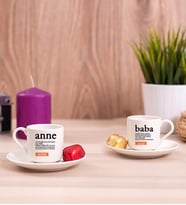 Anne Baba Kelime Anlamı İkili Porselen Kahve Fincanı Takımı