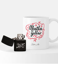 BK Gift Kişiye Özel Yılbaşı Mutlu Yıllar Temalı Çakmak ve Kupa Seti - 3