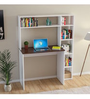 Avantaj Mobilya Uzun Kitaplıklı Ceviz Çalışma Masası,Ders Masası,Kitaplıklı Bilgisayar,Laptop Masası